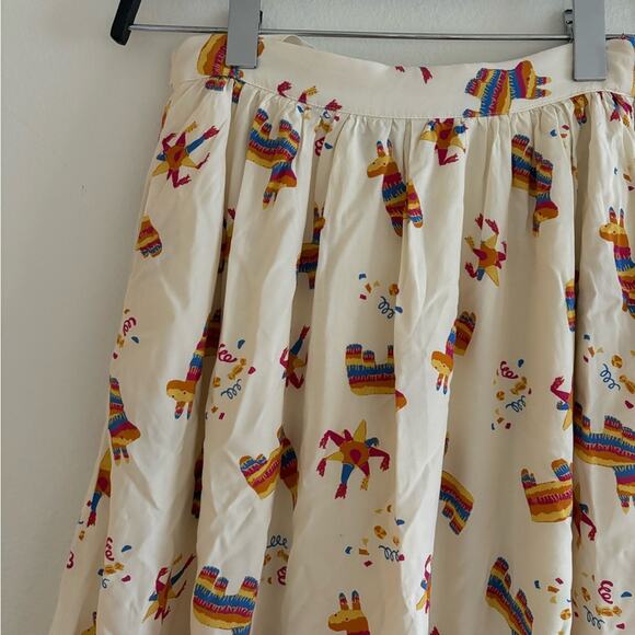 ModCloth Cream Stir Things Up Piñata Midi Skirt Small - Picture 4 of 11
